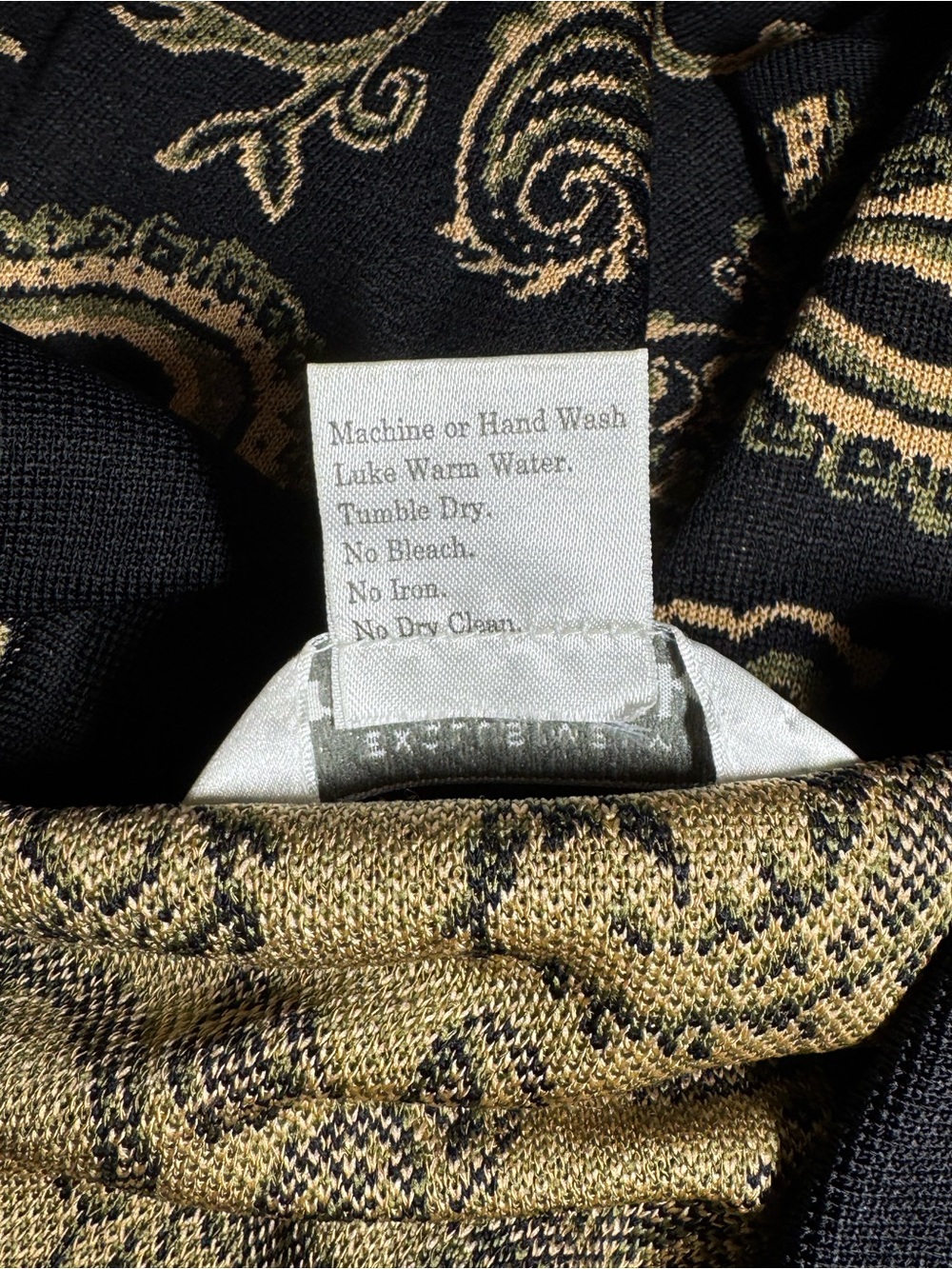 Vintage Exclusively Misook Black Tan Green Paisley Full Zip Cardigan size Medium - Picture 6 of 7